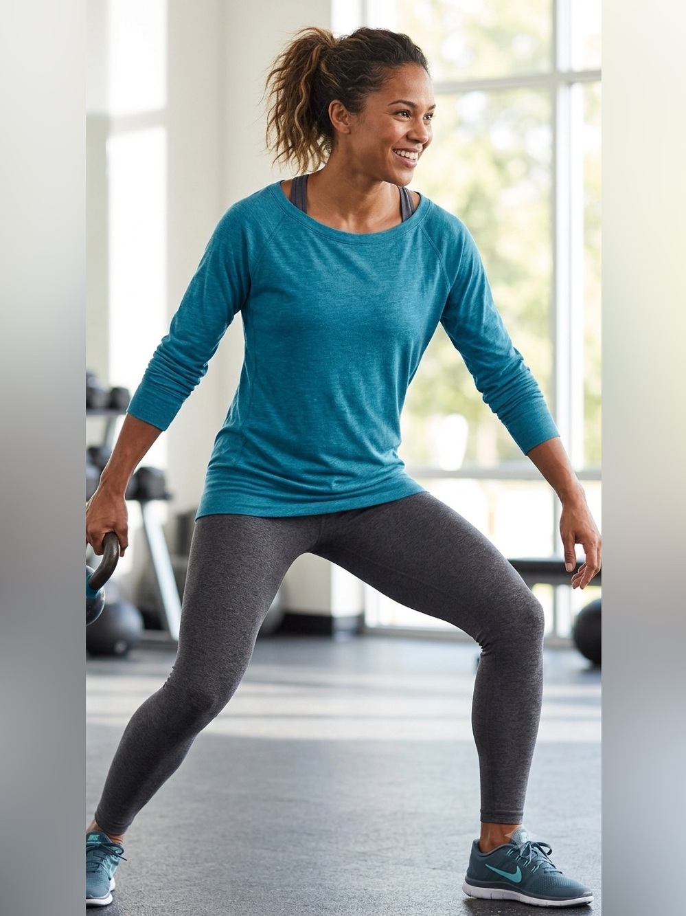 Nike Dri-FIT Light Teal Long Sleeve Boatneck Tunic Top Medium